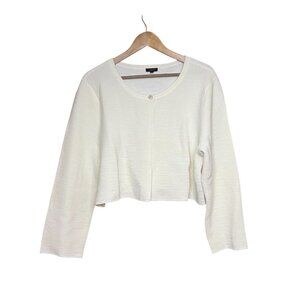 Talbot's Ivory Cardigan XL Sweater Gold Old Money Minimalist Ribbed Wool Blend